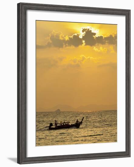 Taxi Boat in the Phra Nang Beach, Evening Mood, Ao Nang, Krabi, Thailand-Rainer Mirau-Framed Photographic Print