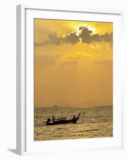Taxi Boat in the Phra Nang Beach, Evening Mood, Ao Nang, Krabi, Thailand-Rainer Mirau-Framed Photographic Print