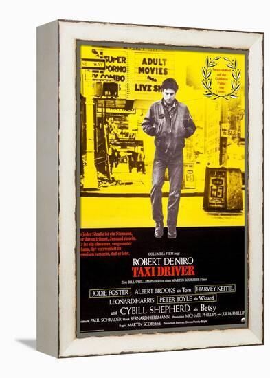 Taxi Driver, German Poster Art, Robert De Niro, 1976-null-Framed Stretched Canvas