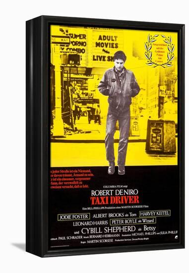 Taxi Driver, German Poster Art, Robert De Niro, 1976-null-Framed Stretched Canvas