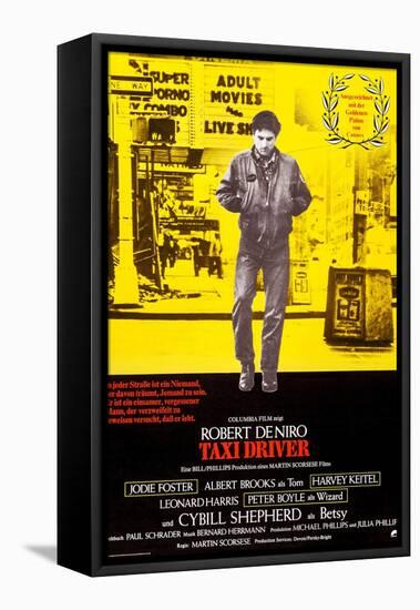 Taxi Driver, German Poster Art, Robert De Niro, 1976-null-Framed Stretched Canvas