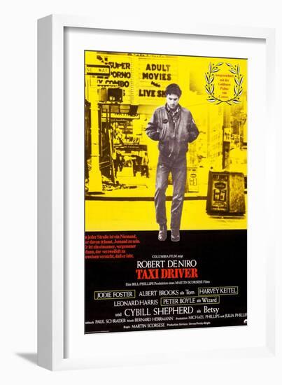 Taxi Driver, German Poster Art, Robert De Niro, 1976-null-Framed Premium Giclee Print