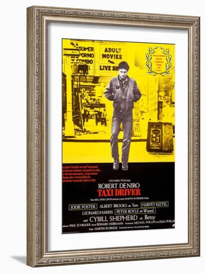 Taxi Driver, German Poster Art, Robert De Niro, 1976-null-Framed Art Print