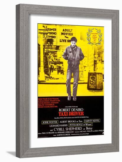 Taxi Driver, German Poster Art, Robert De Niro, 1976-null-Framed Art Print