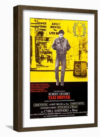 Taxi Driver, German Poster Art, Robert De Niro, 1976-null-Framed Art Print