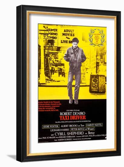 Taxi Driver, German Poster Art, Robert De Niro, 1976-null-Framed Art Print