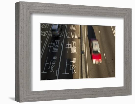 Taxi Driving in Central District, Hong Kong, China-Paul Souders-Framed Photographic Print