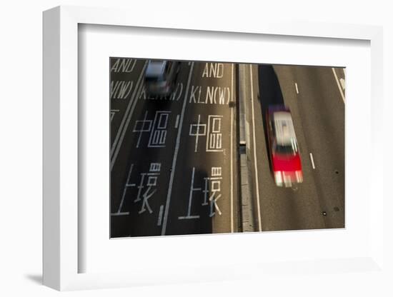 Taxi Driving in Central District, Hong Kong, China-Paul Souders-Framed Photographic Print