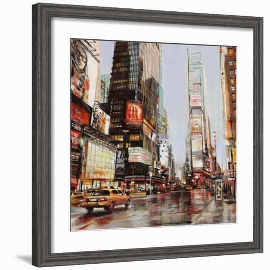 Taxi in Times Square-John B^ Mannarini-Framed Art Print