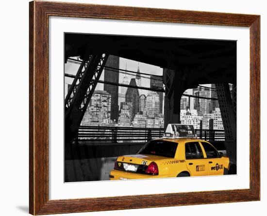 Taxi on the Queensboro Bridge, NYC-Michel Setboun-Framed Giclee Print