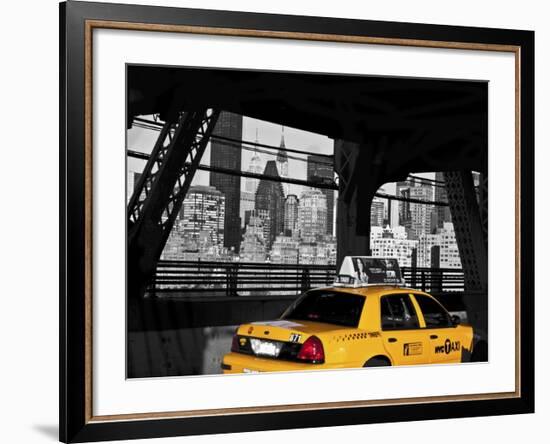 Taxi on the Queensboro Bridge, NYC-Michel Setboun-Framed Giclee Print