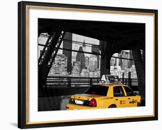 Taxi on the Queensboro Bridge, NYC-Michel Setboun-Framed Giclee Print
