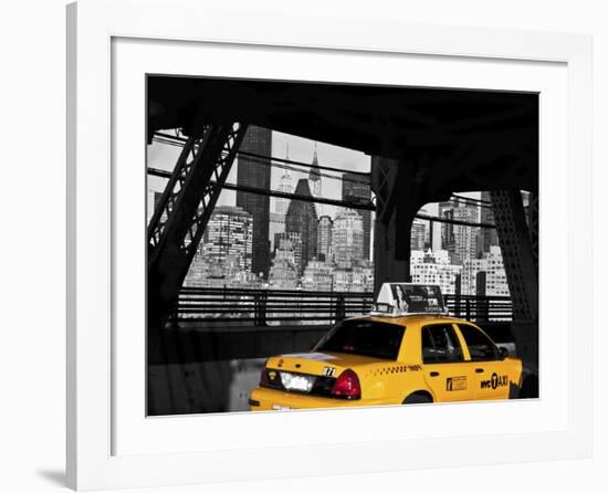 Taxi on the Queensboro Bridge, NYC-Michel Setboun-Framed Giclee Print