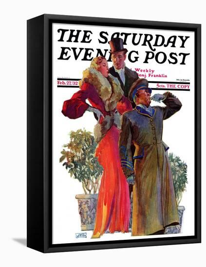 "Taxi!," Saturday Evening Post Cover, February 27, 1932-John LaGatta-Framed Premier Image Canvas