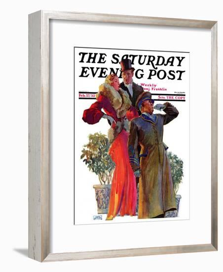 "Taxi!," Saturday Evening Post Cover, February 27, 1932-John LaGatta-Framed Giclee Print