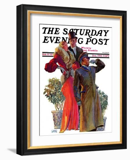 "Taxi!," Saturday Evening Post Cover, February 27, 1932-John LaGatta-Framed Giclee Print