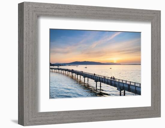 Taylor Dock Boardwalk at sunset, Boulevard Park Bellingham, Washington State-Alan Majchrowicz-Framed Photographic Print