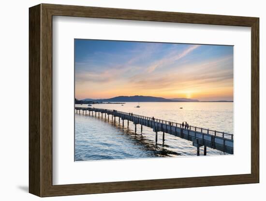 Taylor Dock Boardwalk at sunset, Boulevard Park Bellingham, Washington State-Alan Majchrowicz-Framed Photographic Print