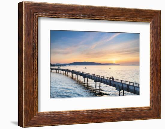 Taylor Dock Boardwalk at sunset, Boulevard Park Bellingham, Washington State-Alan Majchrowicz-Framed Photographic Print