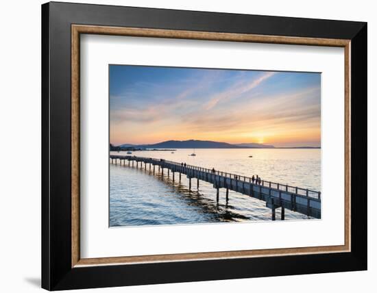 Taylor Dock Boardwalk at sunset, Boulevard Park Bellingham, Washington State-Alan Majchrowicz-Framed Photographic Print