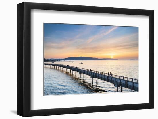 Taylor Dock Boardwalk at sunset, Boulevard Park Bellingham, Washington State-Alan Majchrowicz-Framed Photographic Print