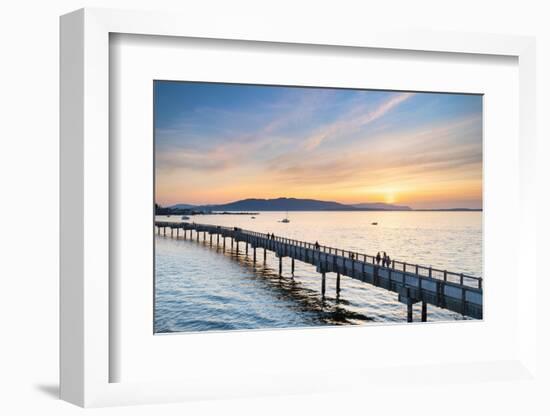 Taylor Dock Boardwalk at sunset, Boulevard Park Bellingham, Washington State-Alan Majchrowicz-Framed Photographic Print