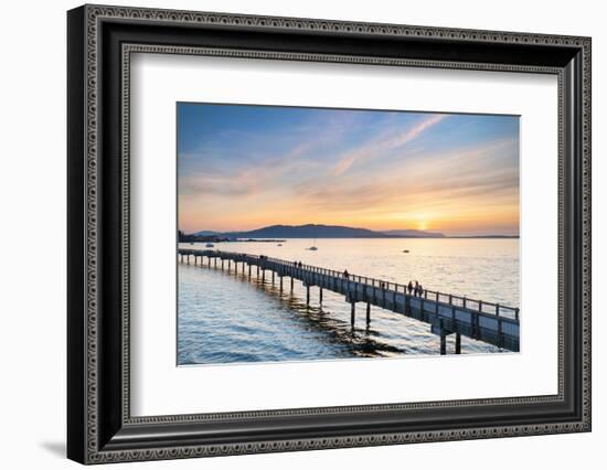 Taylor Dock Boardwalk at sunset, Boulevard Park Bellingham, Washington State-Alan Majchrowicz-Framed Photographic Print