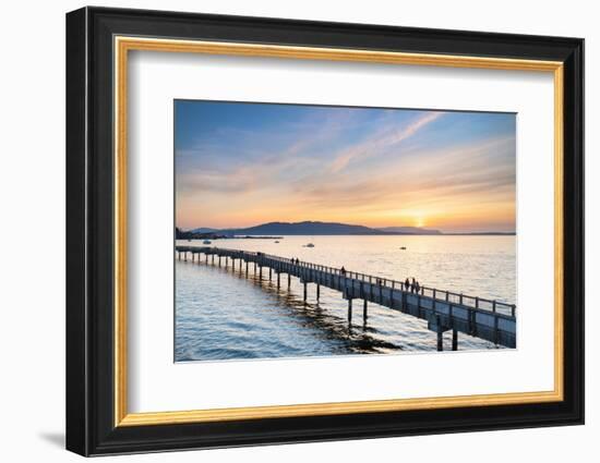 Taylor Dock Boardwalk at sunset, Boulevard Park Bellingham, Washington State-Alan Majchrowicz-Framed Photographic Print