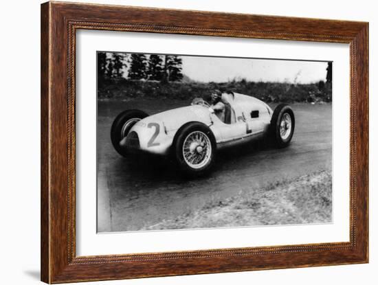 Tazio Nuvolari Driving a 3 Litre Auto Union in a Grand Prix, 1939-null-Framed Photographic Print