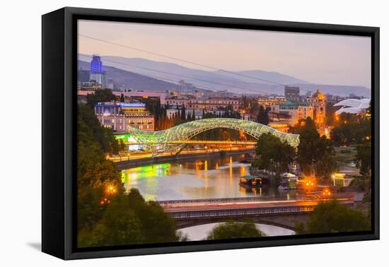 Tbilisi at dusk, Georgia, Caucasus, Asia-G&M Therin-Weise-Framed Premier Image Canvas