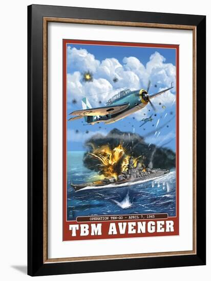 TBM Avenger - Operation Ten-Go-Lantern Press-Framed Art Print