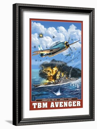 TBM Avenger - Operation Ten-Go-Lantern Press-Framed Art Print