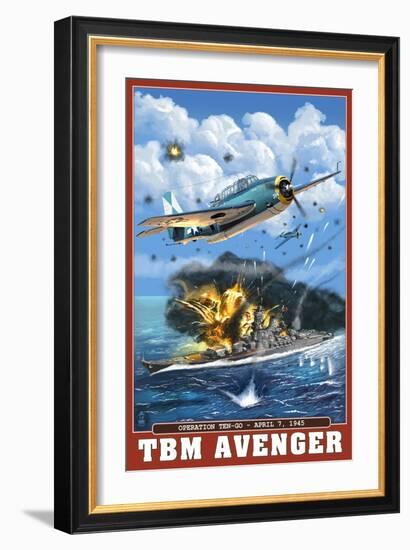 TBM Avenger - Operation Ten-Go-Lantern Press-Framed Art Print