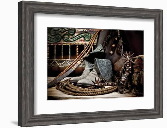 TC’s Boots and Yuma Spurs (color)-Barry Hart-Framed Art Print