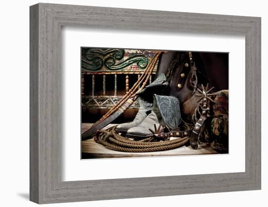 TC’s Boots and Yuma Spurs (color)-Barry Hart-Framed Art Print