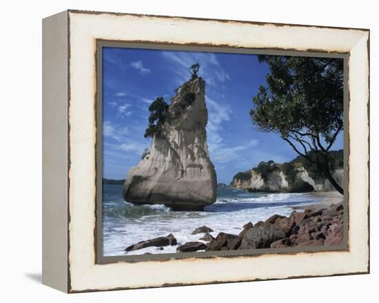 Te Horo Rock, Cathedral Cove, Coromandel Peninsula, North Island, New Zealand, Pacific-Dominic Harcourt-webster-Framed Premier Image Canvas