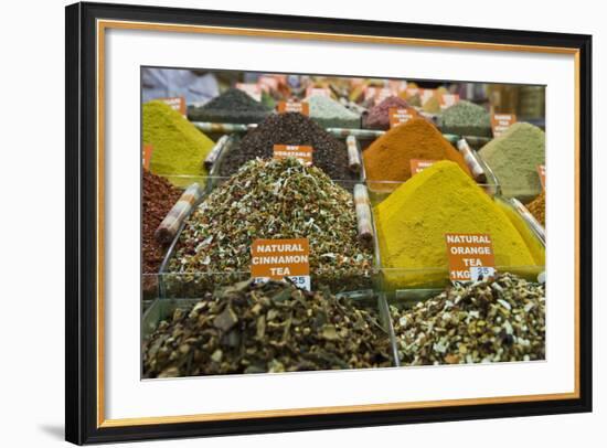Tea and Spices for Sale in Spice Bazaar, Istanbul, Turkey, Western Asia-Martin Child-Framed Photographic Print