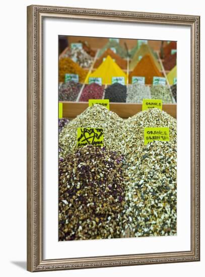 Tea and Spices for Sale in Spice Bazaar, Istanbul, Turkey, Western Asia-Martin Child-Framed Photographic Print