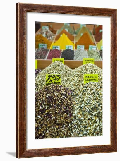 Tea and Spices for Sale in Spice Bazaar, Istanbul, Turkey, Western Asia-Martin Child-Framed Photographic Print