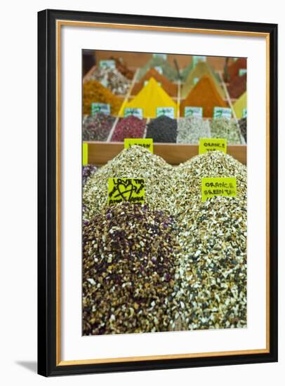 Tea and Spices for Sale in Spice Bazaar, Istanbul, Turkey, Western Asia-Martin Child-Framed Photographic Print