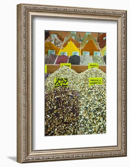 Tea and Spices for Sale in Spice Bazaar, Istanbul, Turkey, Western Asia-Martin Child-Framed Photographic Print