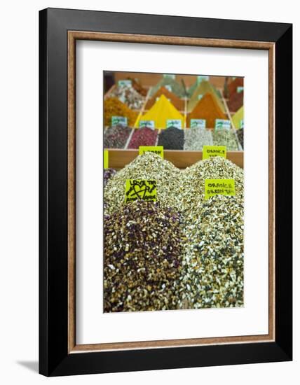 Tea and Spices for Sale in Spice Bazaar, Istanbul, Turkey, Western Asia-Martin Child-Framed Photographic Print