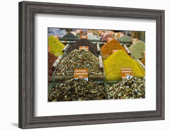 Tea and Spices for Sale in Spice Bazaar, Istanbul, Turkey, Western Asia-Martin Child-Framed Photographic Print