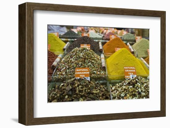 Tea and Spices for Sale in Spice Bazaar, Istanbul, Turkey, Western Asia-Martin Child-Framed Photographic Print