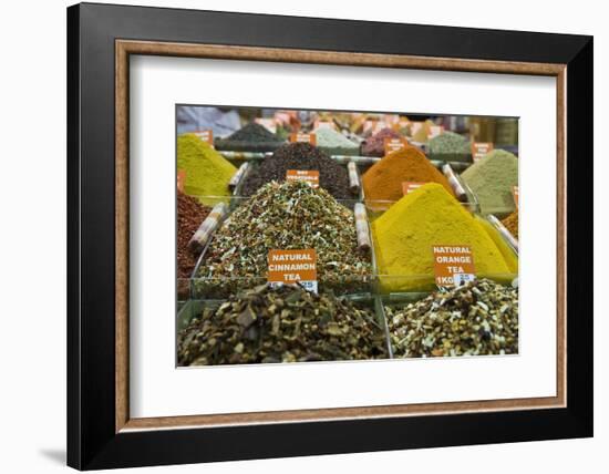 Tea and Spices for Sale in Spice Bazaar, Istanbul, Turkey, Western Asia-Martin Child-Framed Photographic Print