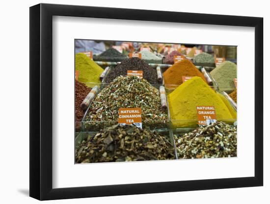 Tea and Spices for Sale in Spice Bazaar, Istanbul, Turkey, Western Asia-Martin Child-Framed Photographic Print