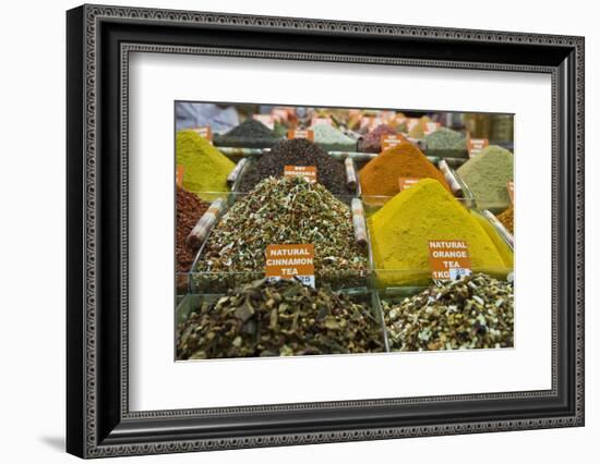 Tea and Spices for Sale in Spice Bazaar, Istanbul, Turkey, Western Asia-Martin Child-Framed Photographic Print