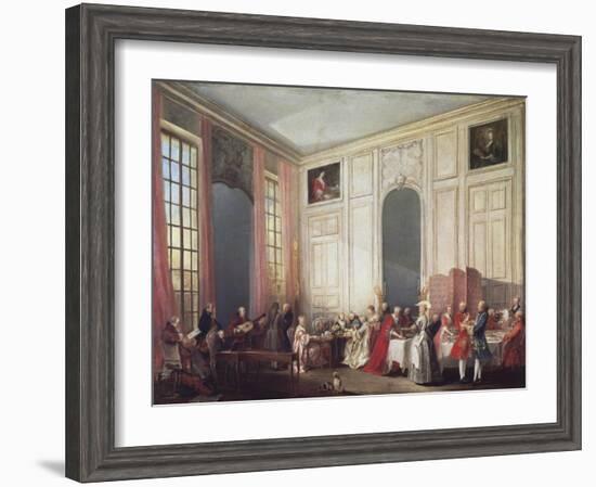 Tea at the Temple in the Salon of Four Mirrors in Prince Conti's Home-Michel Barthélémy Ollivier-Framed Giclee Print