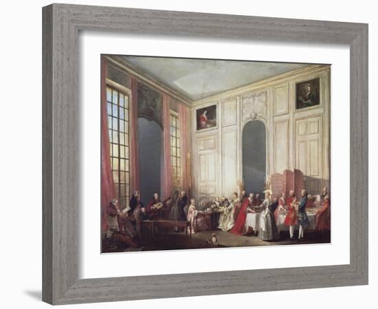 Tea at the Temple in the Salon of Four Mirrors in Prince Conti's Home-Michel Barthélémy Ollivier-Framed Giclee Print