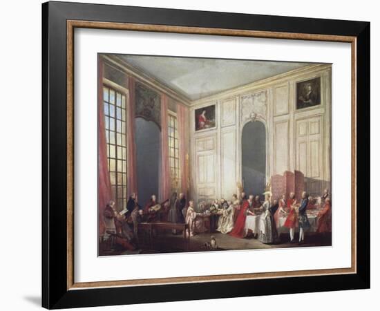 Tea at the Temple in the Salon of Four Mirrors in Prince Conti's Home-Michel Barthélémy Ollivier-Framed Giclee Print